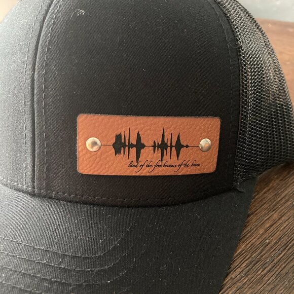 Land Of The Free Because Of The Brave Soundwave Black Snapback Trucker Hat - Picture 3 of 4